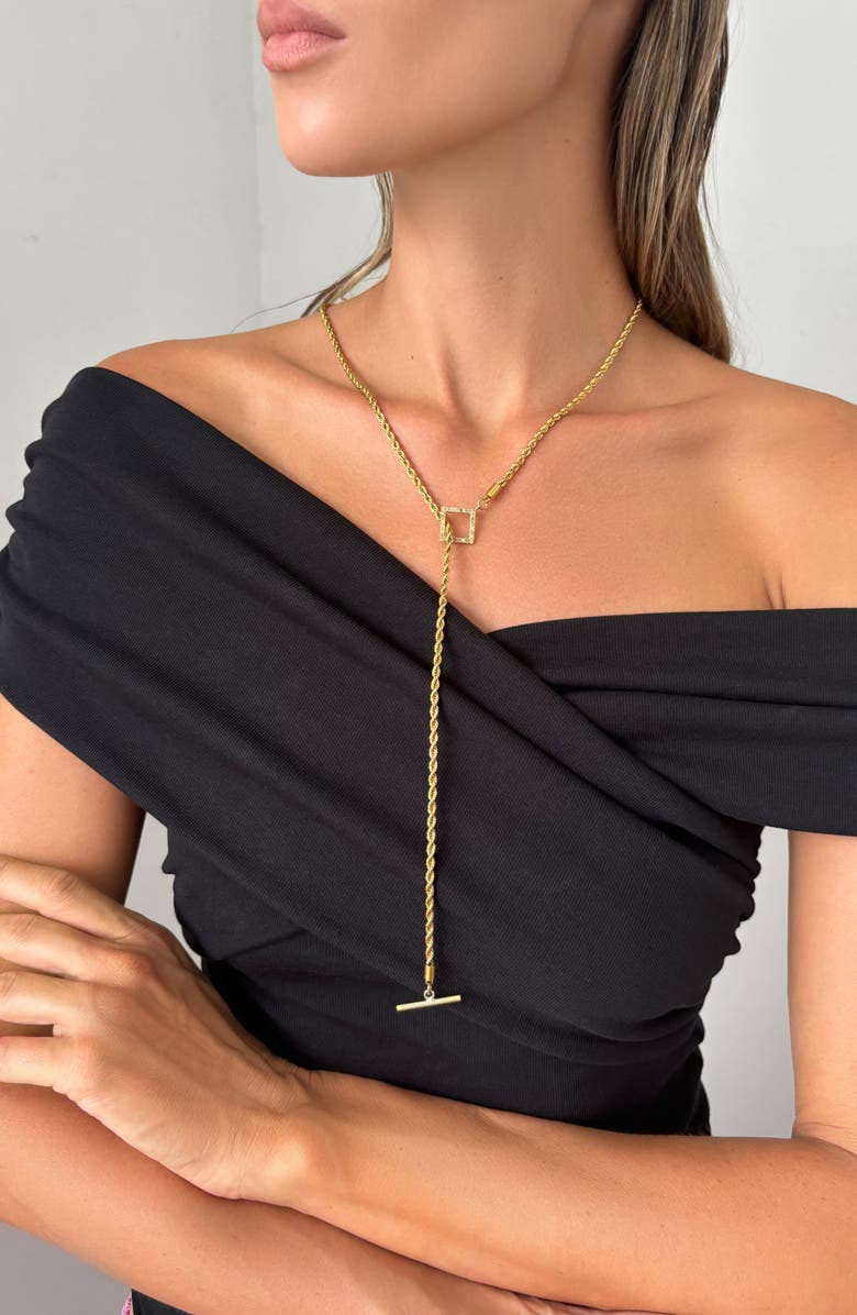 st. Moran Rope Lariat with Pavé Diamonds, Alternate, color, Gold