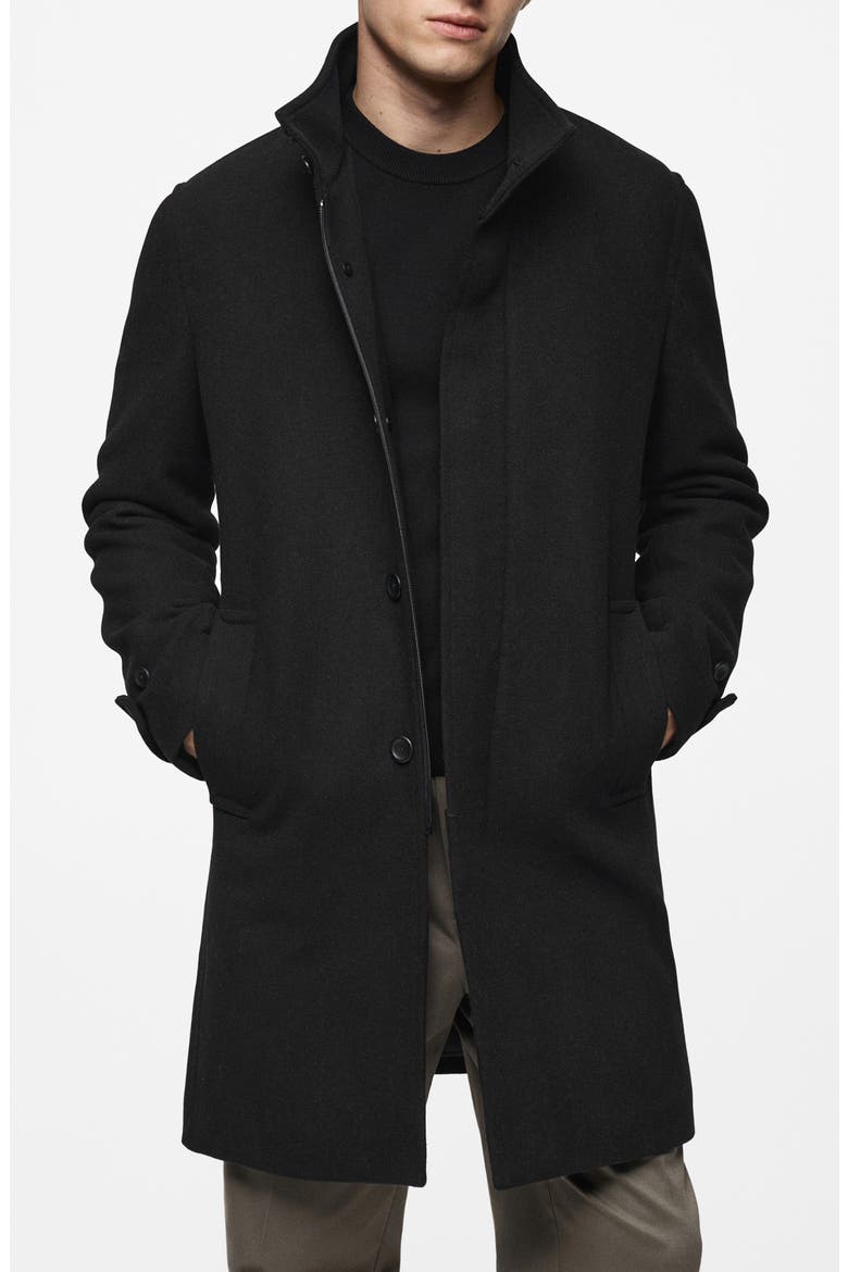 Wool Blend Felt Coat, Main, color, BLACK