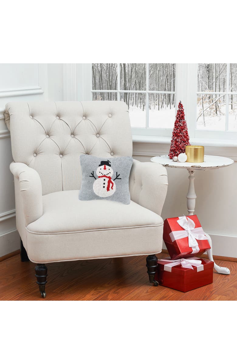 C&F Home Snowman Knitted Mini Cotton Blend Christmas Accent Pillow 10" x 10", Alternate, color, Grey