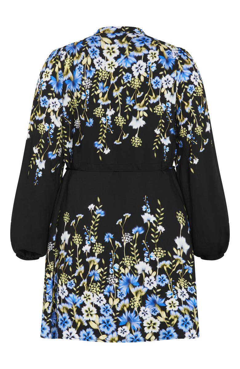 City Chic Lilliana Floral Long Sleeve Shirtdress, Alternate, color, Meadow Black