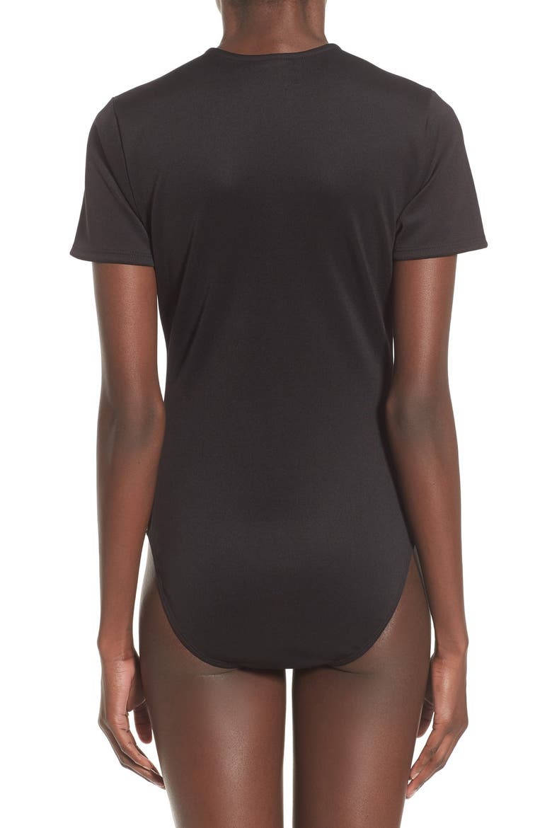 Plunge Neck Bodysuit, Alternate, color, BLACK