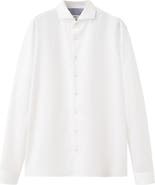 MANGO Regular Fit Solid Slub Linen Blend Button-Up Shirt
