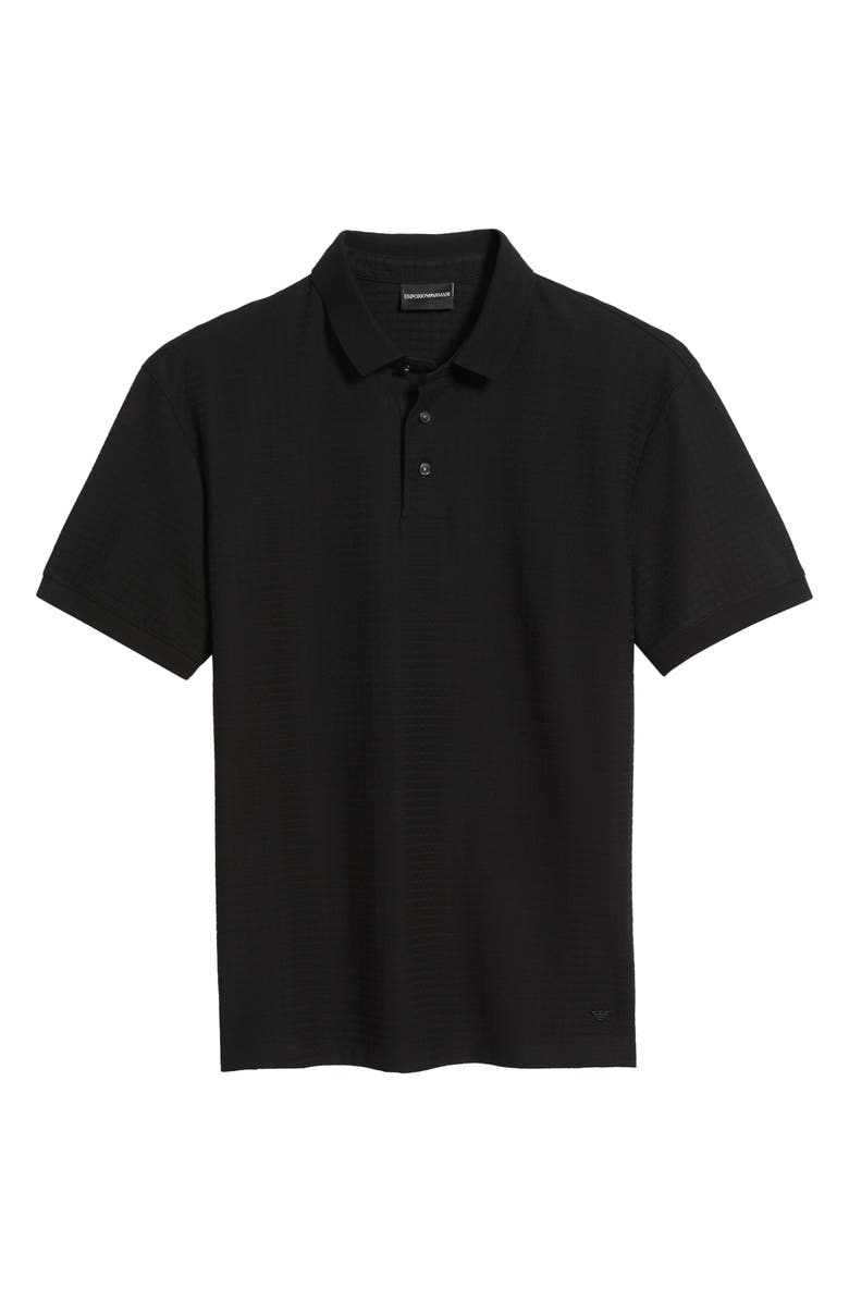 Emporio Armani Rib Short Sleeve Polo, Alternate, color, Solid Black