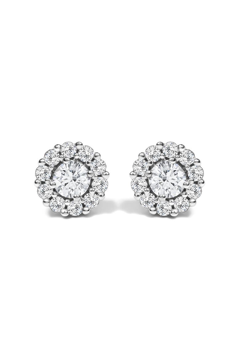 10K White Gold 1 1/2 Cttw Lab Grown Diamond Halo Stud Earrings, Main, color, White Gold