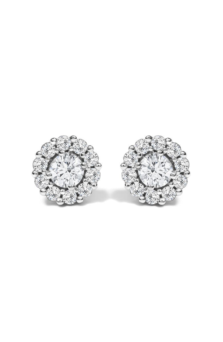 Haus of Brilliance 10K White Gold 1 1/2 Cttw Lab Grown Diamond Halo Stud Earrings, Main, color, White Gold