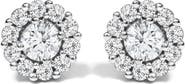 Haus of Brilliance 10K White Gold 1 1/2 Cttw Lab Grown Diamond Halo Stud Earrings