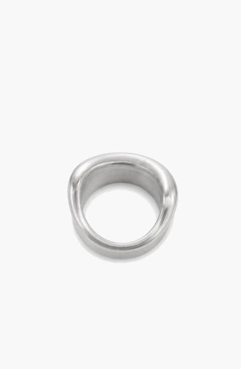 Molten Curve Ring in Silver