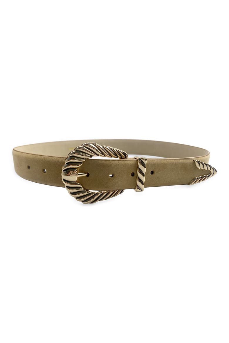 Modern Rodeo Faux Leather Belt, Main, color, SAND SUEDE/ GOLD