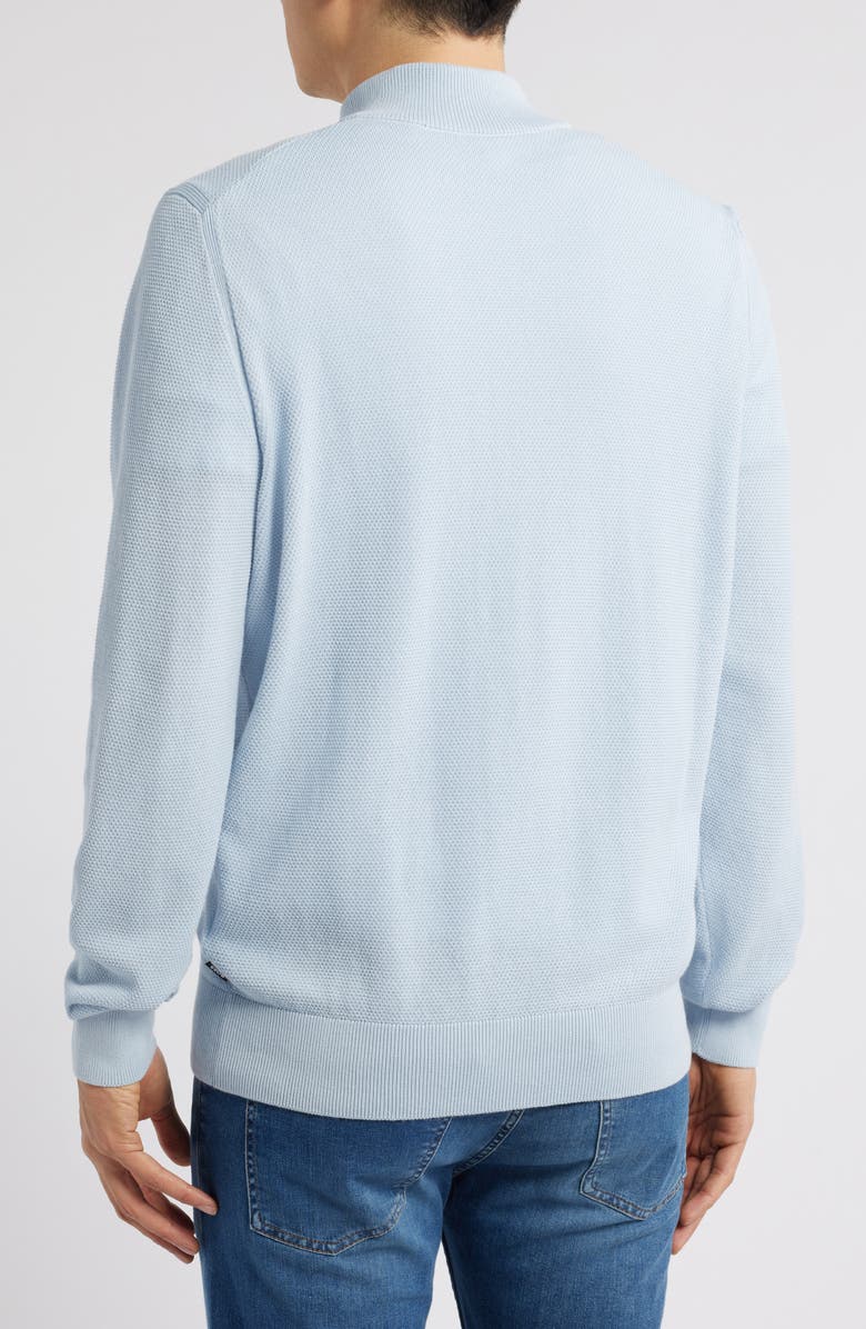 BOSS Ebrando Textured Cotton Half Zip Sweater, Alternate, color, Light Blue