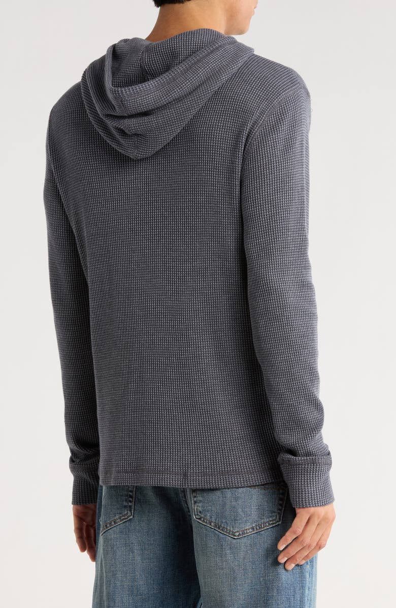 Lucky Brand Waffle Fleece Henley Hoodie, Alternate, color, Iron Gate