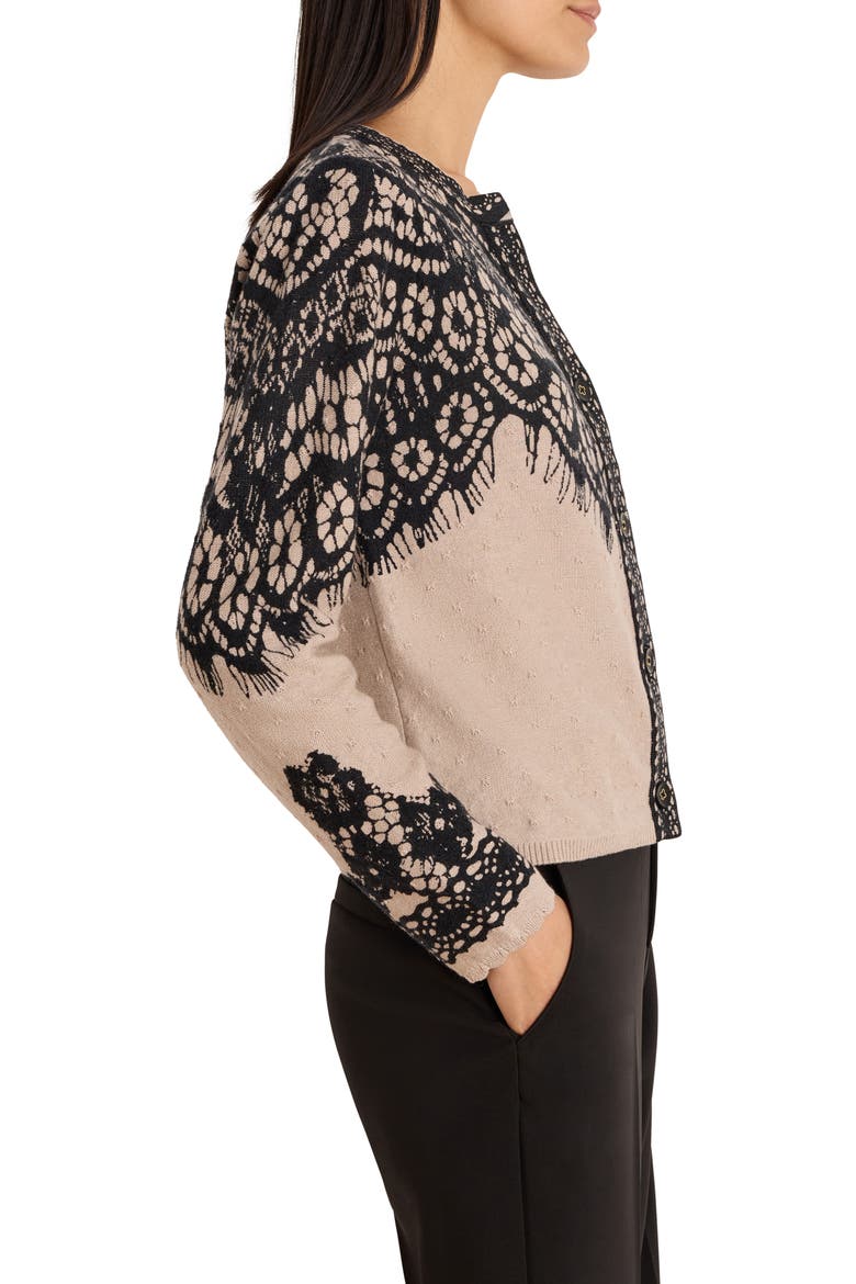 Placed Lace Print Cardigan, Alternate, color, NEUTRAL MULTI