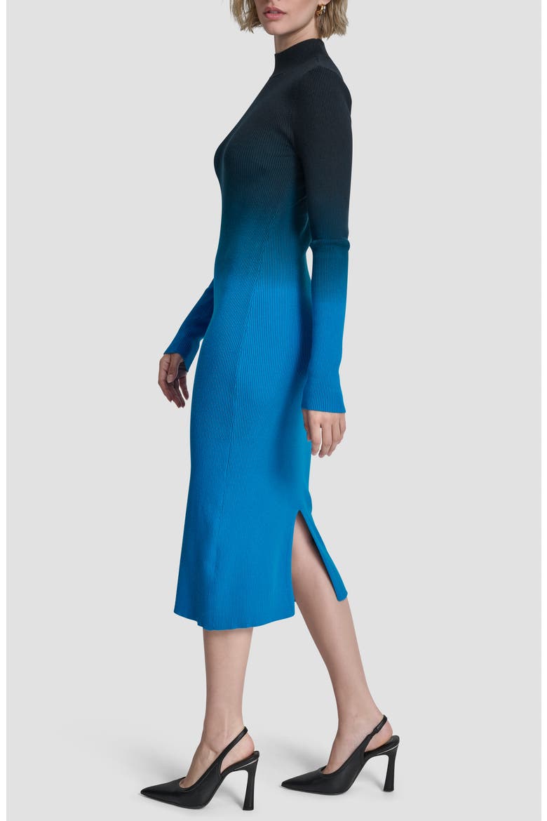 Dip Dye Long Sleeve Cotton Blend Body-Con Dress, Alternate, color, OCEAN BLUE