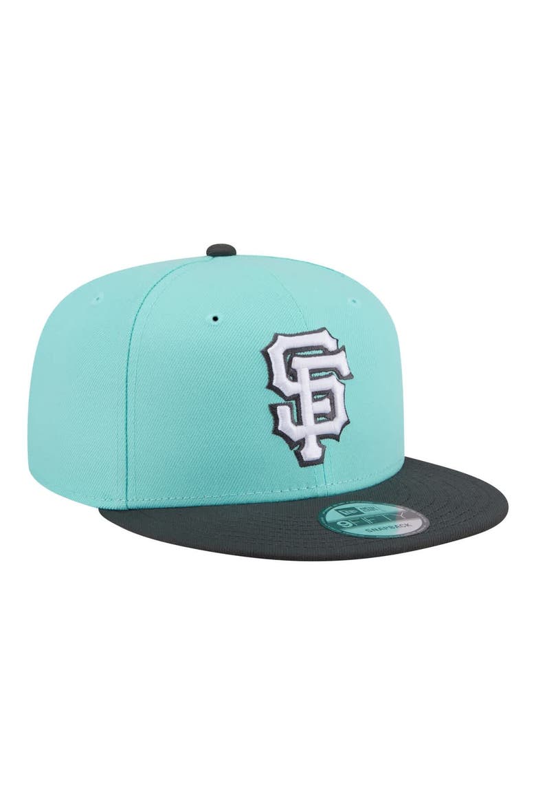 Men's New Era Turquoise/Charcoal San Francisco Giants Two-Tone Color Pack 9FIFTY Snapback Hat, Alternate, color, Turquoise