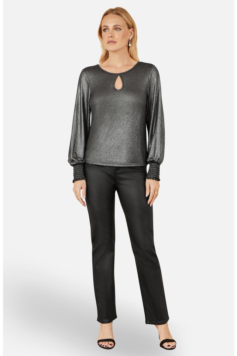 Metallic Bow Back Top, Alternate, color, Black