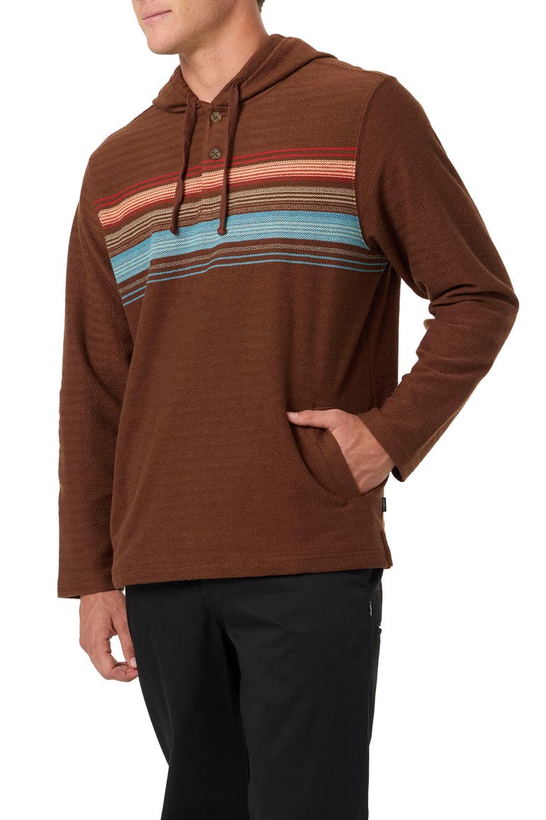 Bavaro Blocked Stripe Cotton Blend Hoodie, Alternate, color, COCONUT BROWN