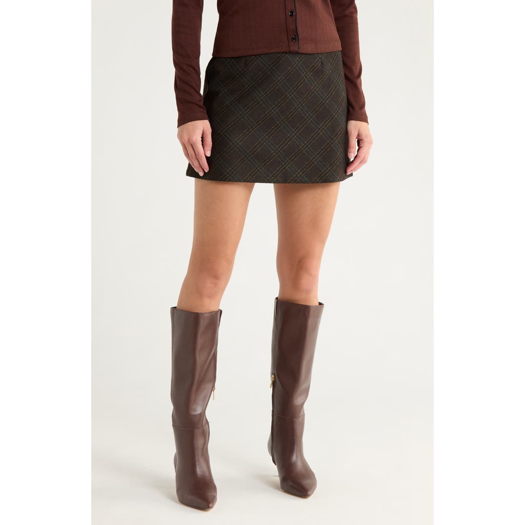 Elodie Print Miniskirt In Brown