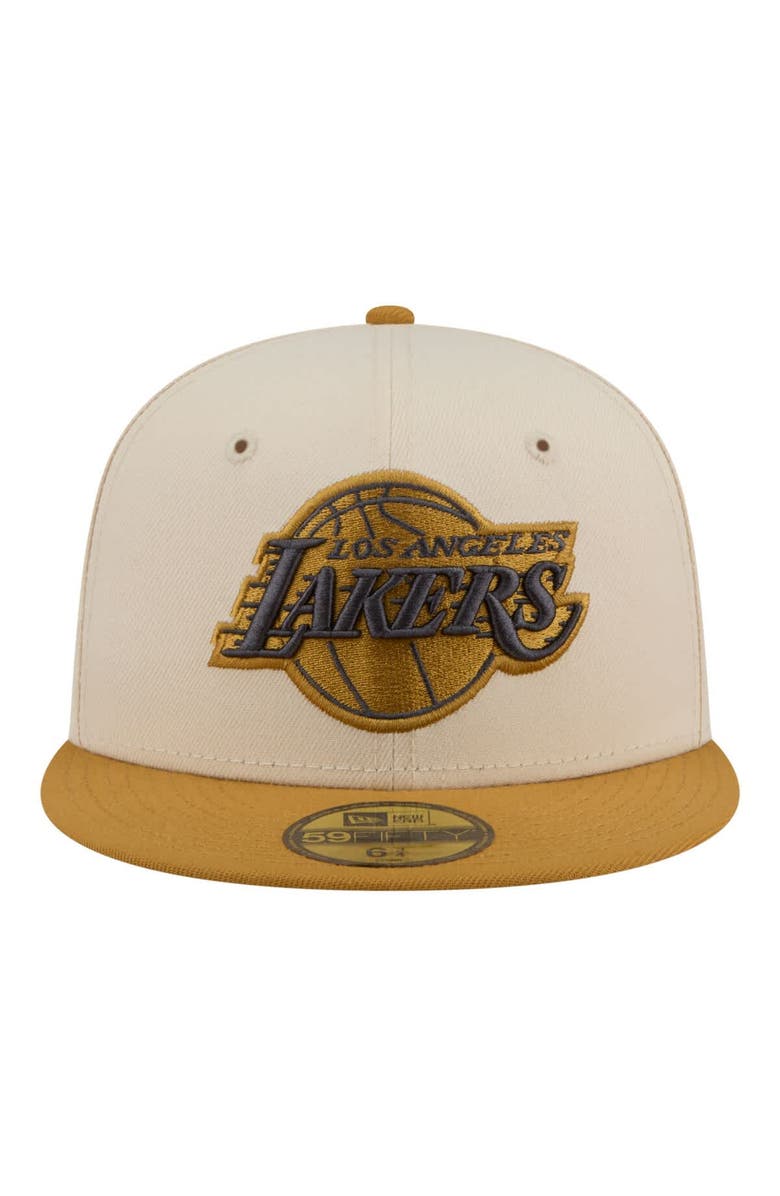 New Era Men's New Era Cream/Tan Los Angeles Lakers Two-Tone Color Pack 59FIFTY Fitted Hat, Alternate, color, Cream