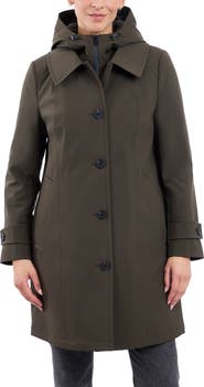 London Fog Water Resistant Bonded Raincoat with Bib Detail