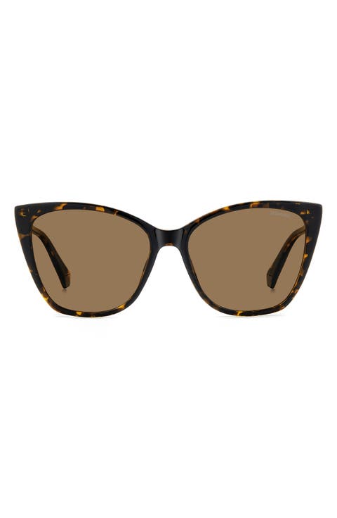 56mm Polarized Cat Eye Sunglasses