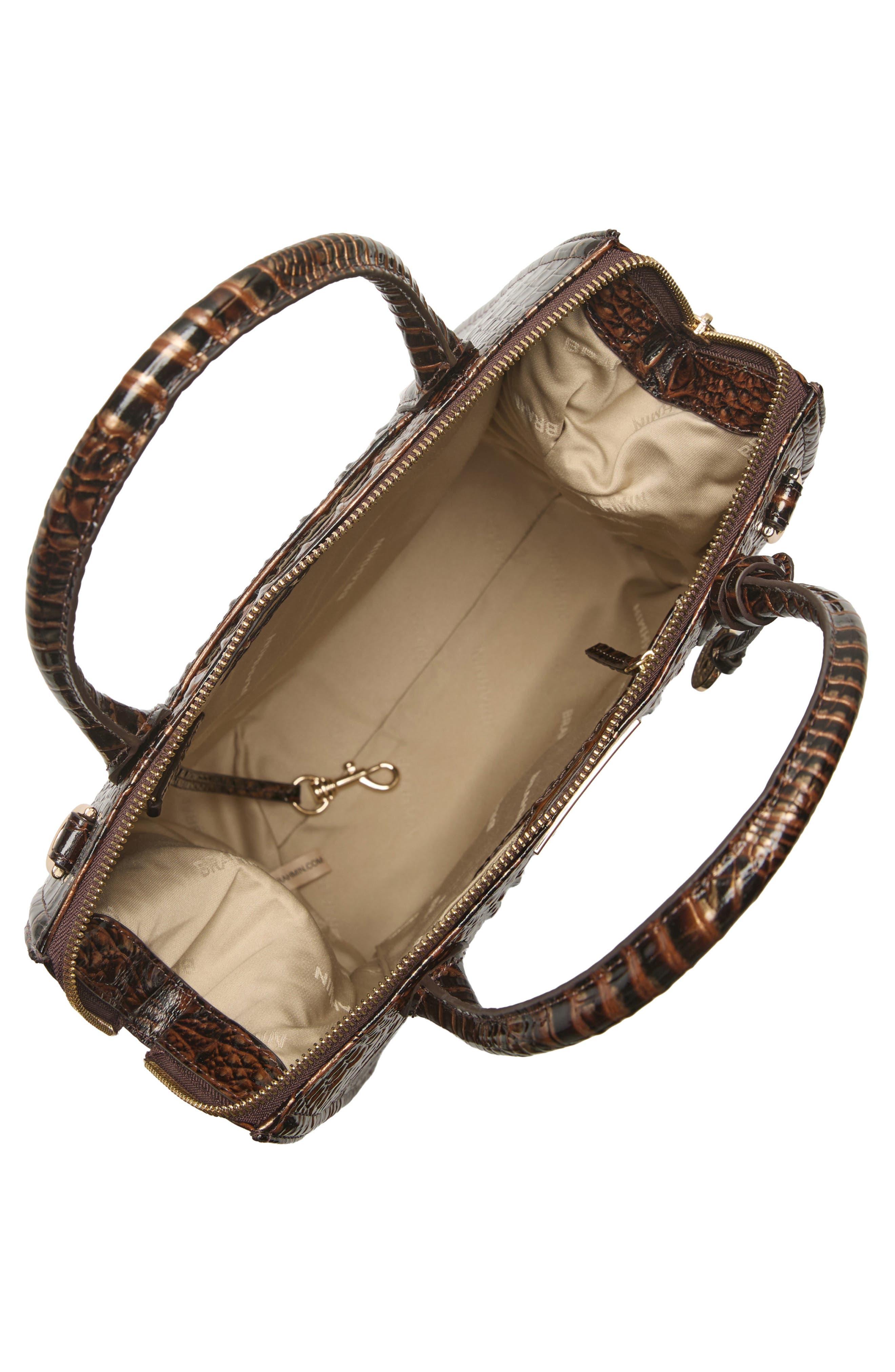 Brahmin Caroline Croc Embossed Leather Satchel, Alternate, color, Chocolate Melbourne