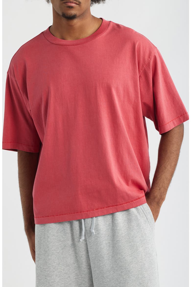 Garment Dyed Boxy Crop T-Shirt, Main, color, RED BEAUTY