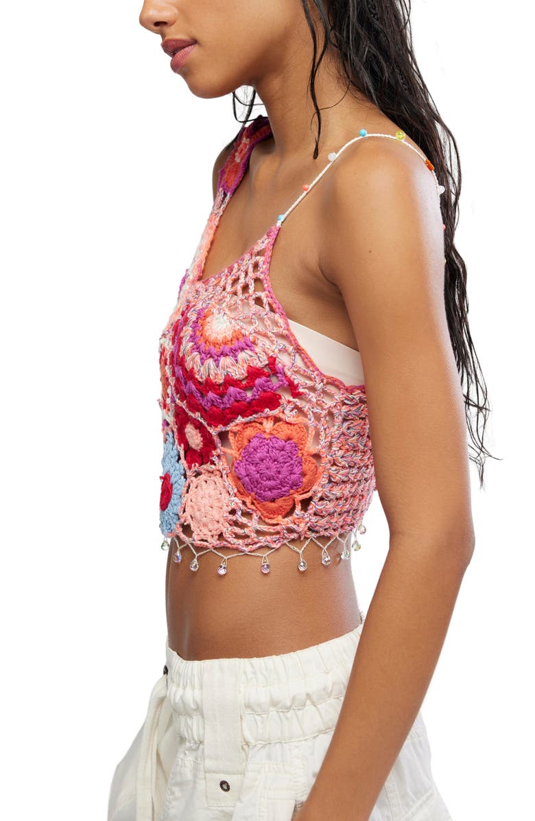 Free People Fiorella Crop Crochet Tank, Alternate, color, Pink Solace Combo