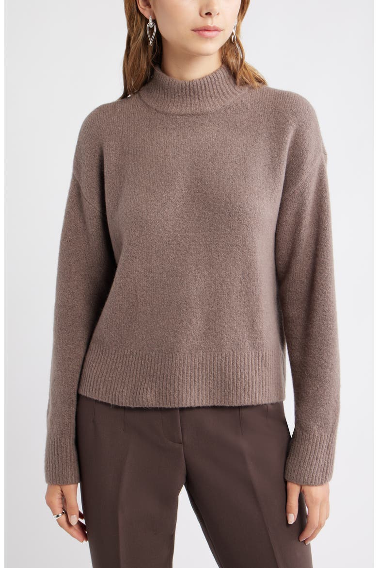 Boxy Mock Neck Sweater, Main, color, TAN DUSK