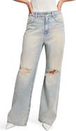 Good American Good Standard Ease Studded High Waist Wide Leg Jeans
