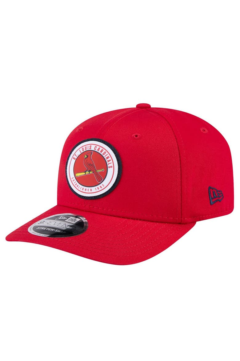 Men's New Era Red St. Louis Cardinals Circle Patch 9SEVENTY Stretch-Snap Hat, Main, color, Red