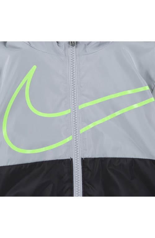 Nike Kids' Swoosh Fleece Lined Windbreaker Jacket In Gray