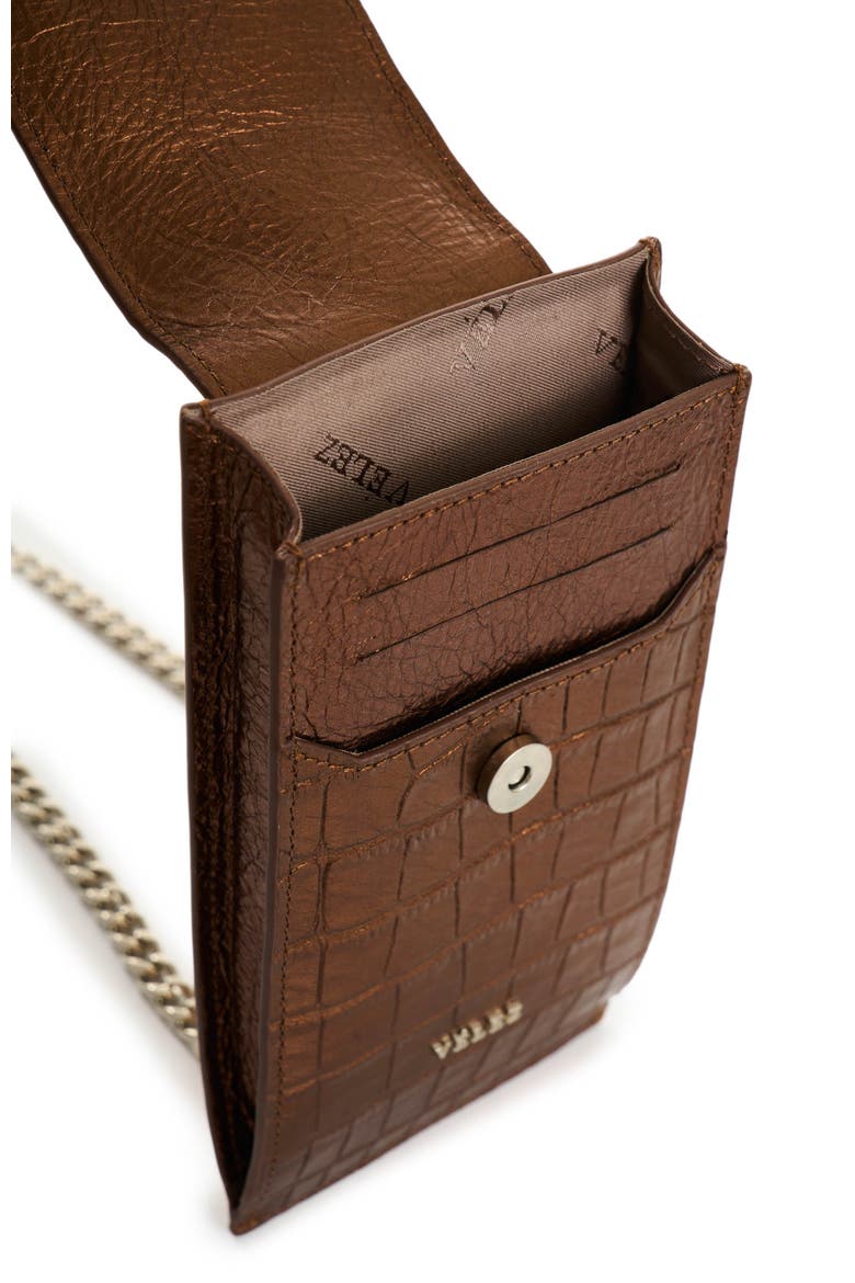 Serpia Folia Leather Phone Holder, Alternate, color, Bronze