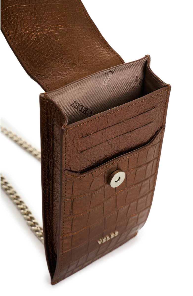 Velez Embossed Leather Phone Holder, Alternate, color, Bronze