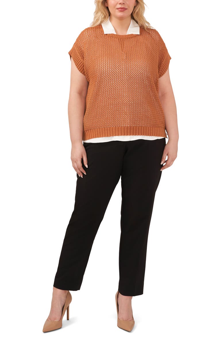 Halogen<sup>®</sup> Open Stitch Cotton Crop Sweater Vest, Alternate, color,