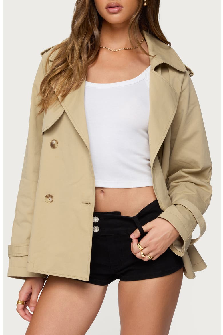 Tobie Short Trench Coat, Main, color, BEIGE