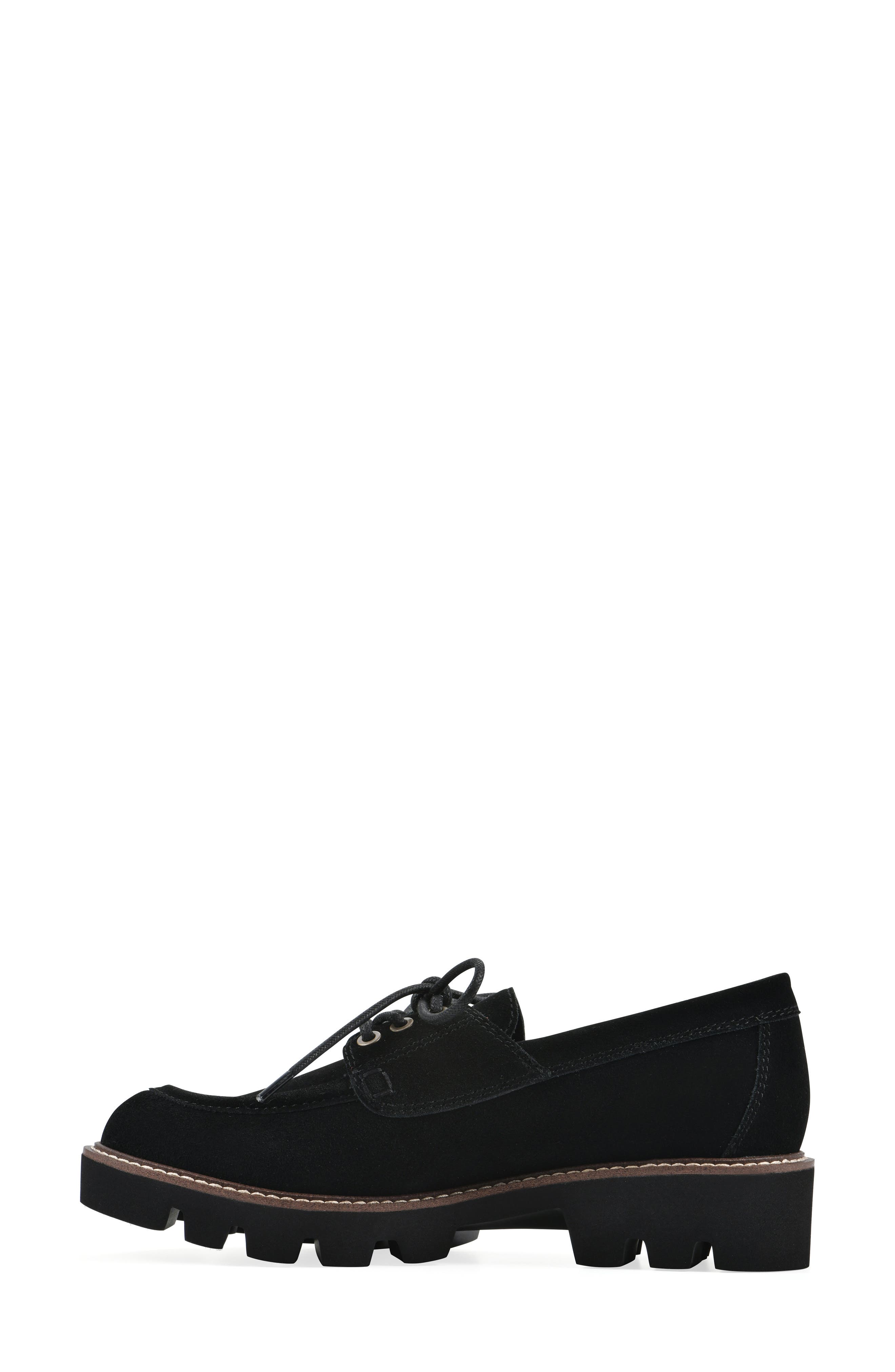 White Mountain Footwear Gino Lug Sole Loafer - Wide Width Available, Alternate, color, Black Suede