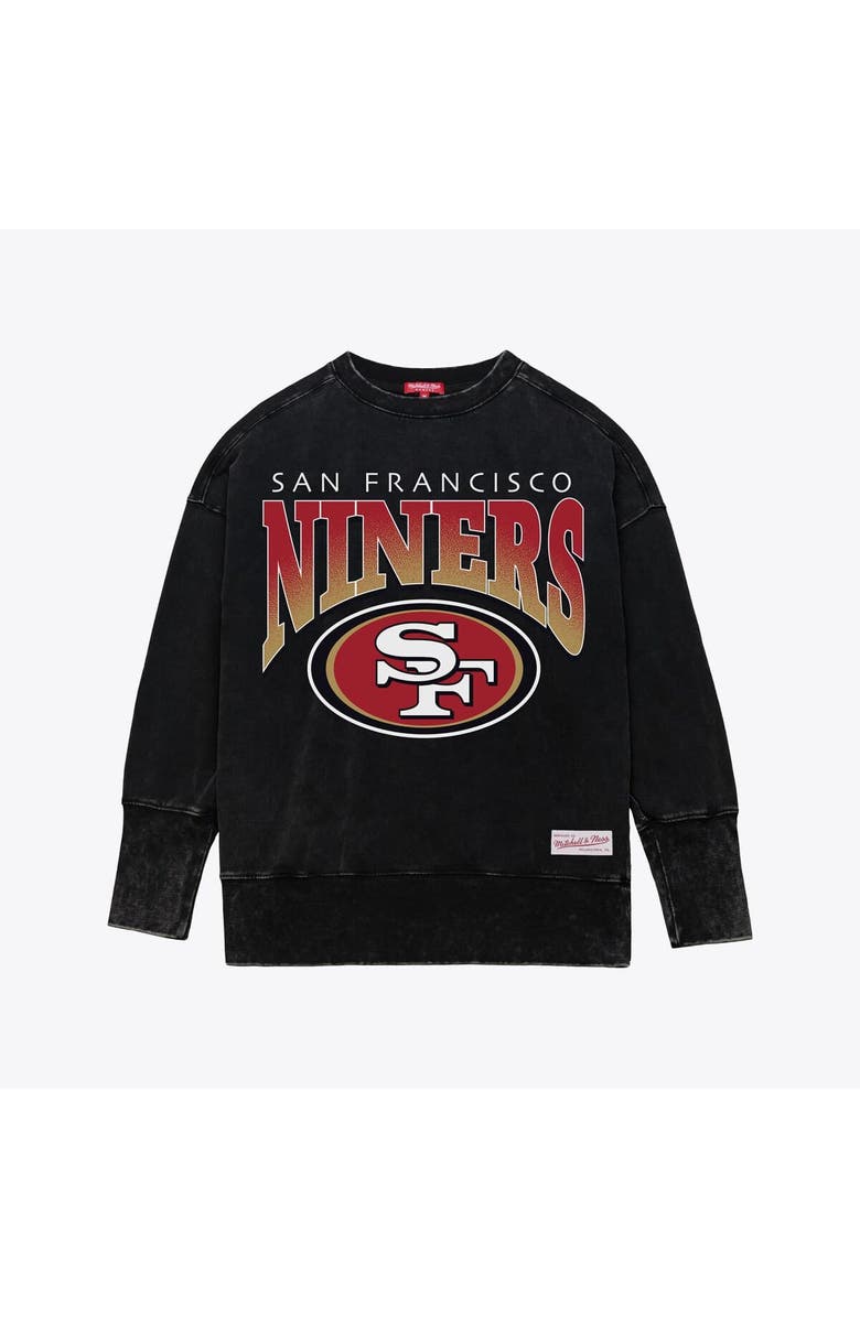 Mitchell 
Ness Women
s Mitchell 
Ness  Black San Francisco 49ers Delineate Mineral Wash Crewneck Sweatshirt, Main, color, Black