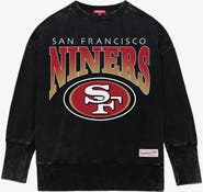 Mitchell & Ness Women's Mitchell & Ness  Black San Francisco 49ers Delineate Mineral Wash Crewneck Sweatshirt