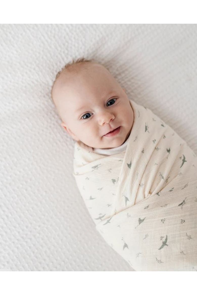 Cotton Muslin Swaddle Blanket 1 Pack, Alternate, color, Sage Bird