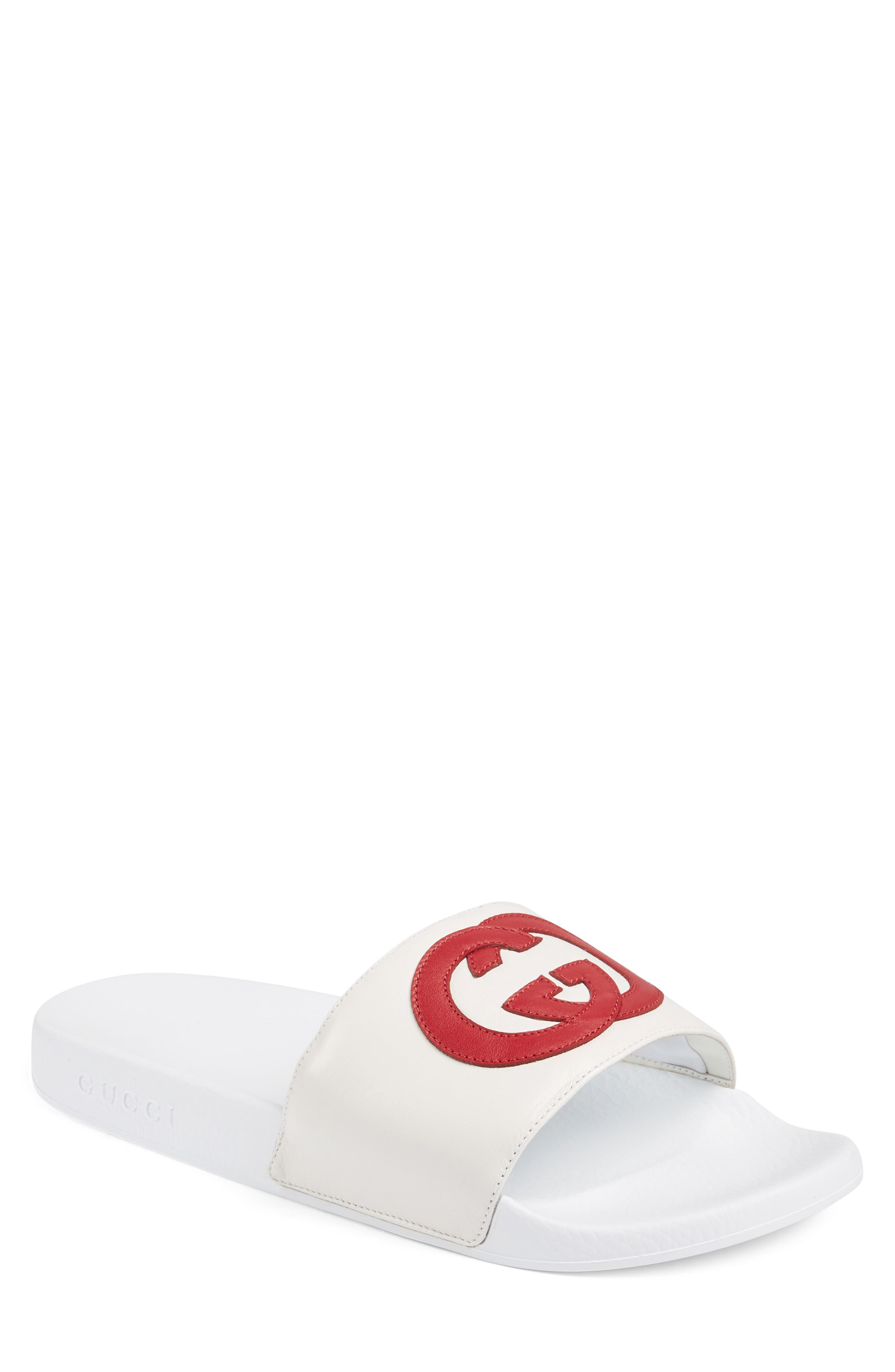 Pursuit Logo Slide Sandal, Main, color, WHITE