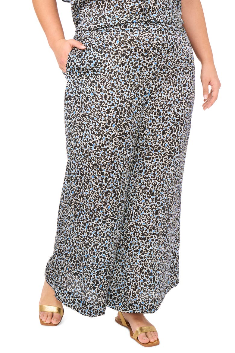 Floral Wide Leg Pants, Main, color, CLASSIC BLUE