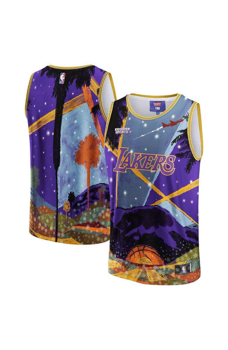 NBA X KIDSUPER Unisex NBA & KidSuper Studios by Fanatics Purple Los Angeles Lakers Hometown Jersey, Main, color, Purple