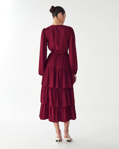 Willa Koby Midi Dress In Burgundy