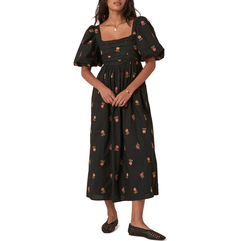 Nobody's Child Tessie Floral Embroidery Dress In Black