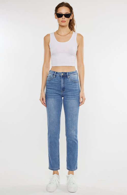 Kancan Adaline High Rise Slim Straight Jeans In Blue