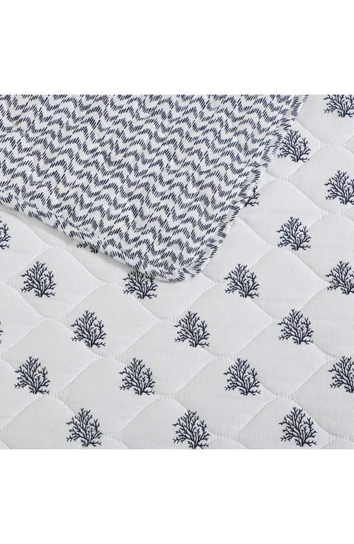 Nautica Coral Beach Cotton Quilt Set In White/blue