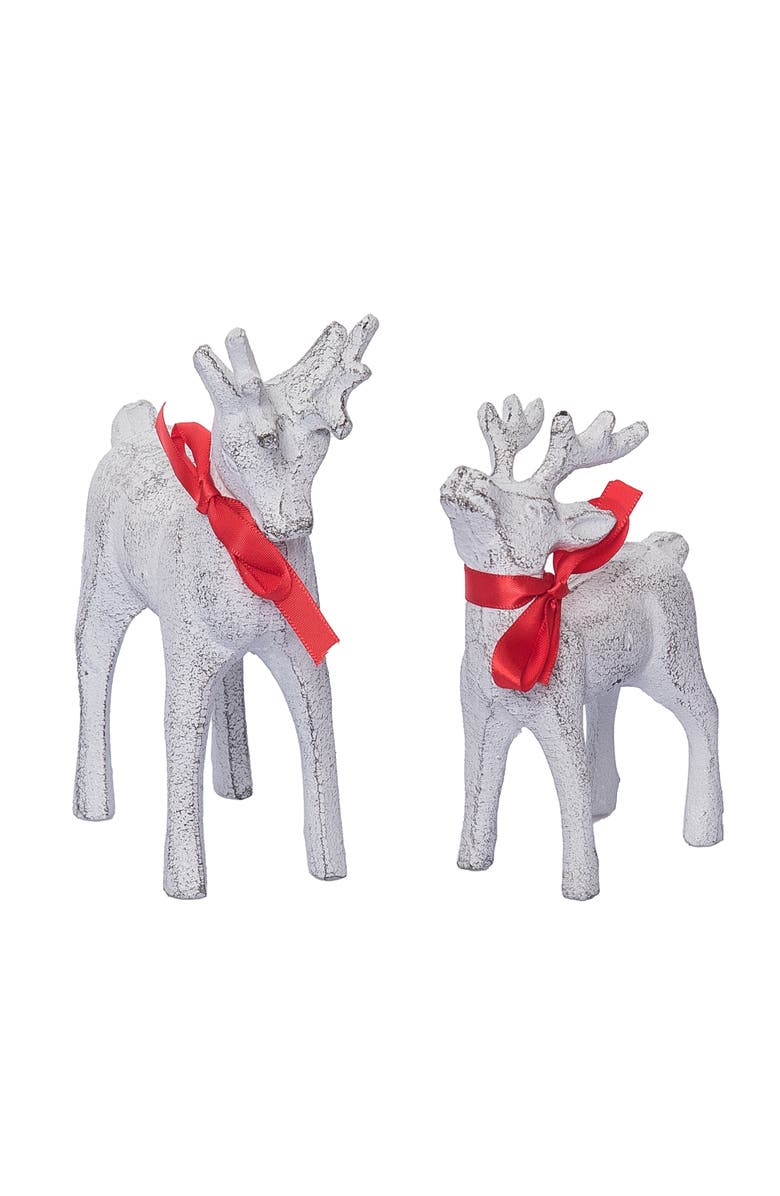 Transpac Off White Metal Reindeer Set of 2 Christmas Decor Figurines, Alternate, color, Off-White