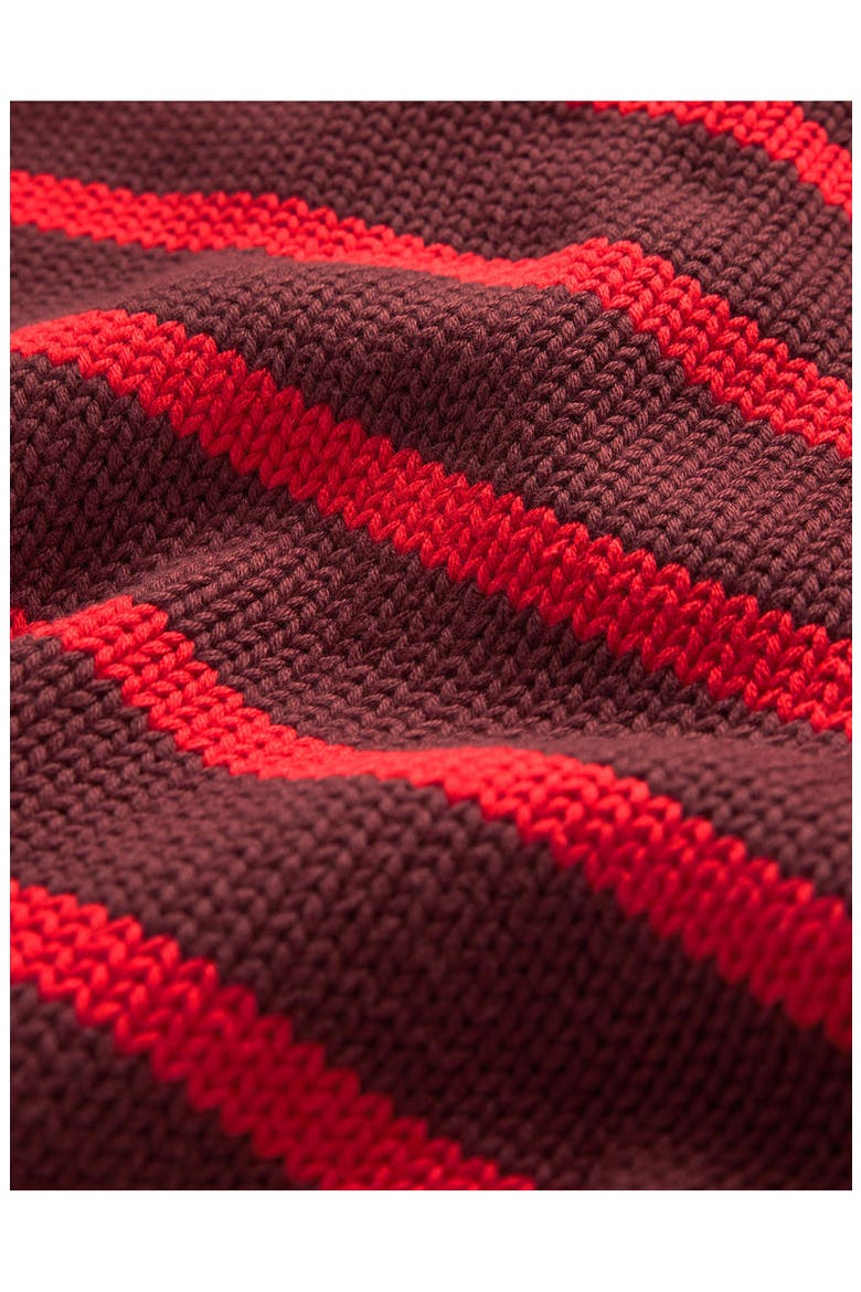 Lucy Chunky Cotton Sweater, Alternate, color, CHESTNUT, POPPY RED STRIPE