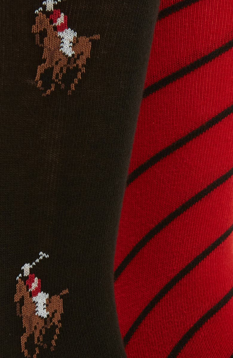 Polo Ralph Lauren Assorted 2-Pack Pony Stripe Crew Socks, Alternate, color, 