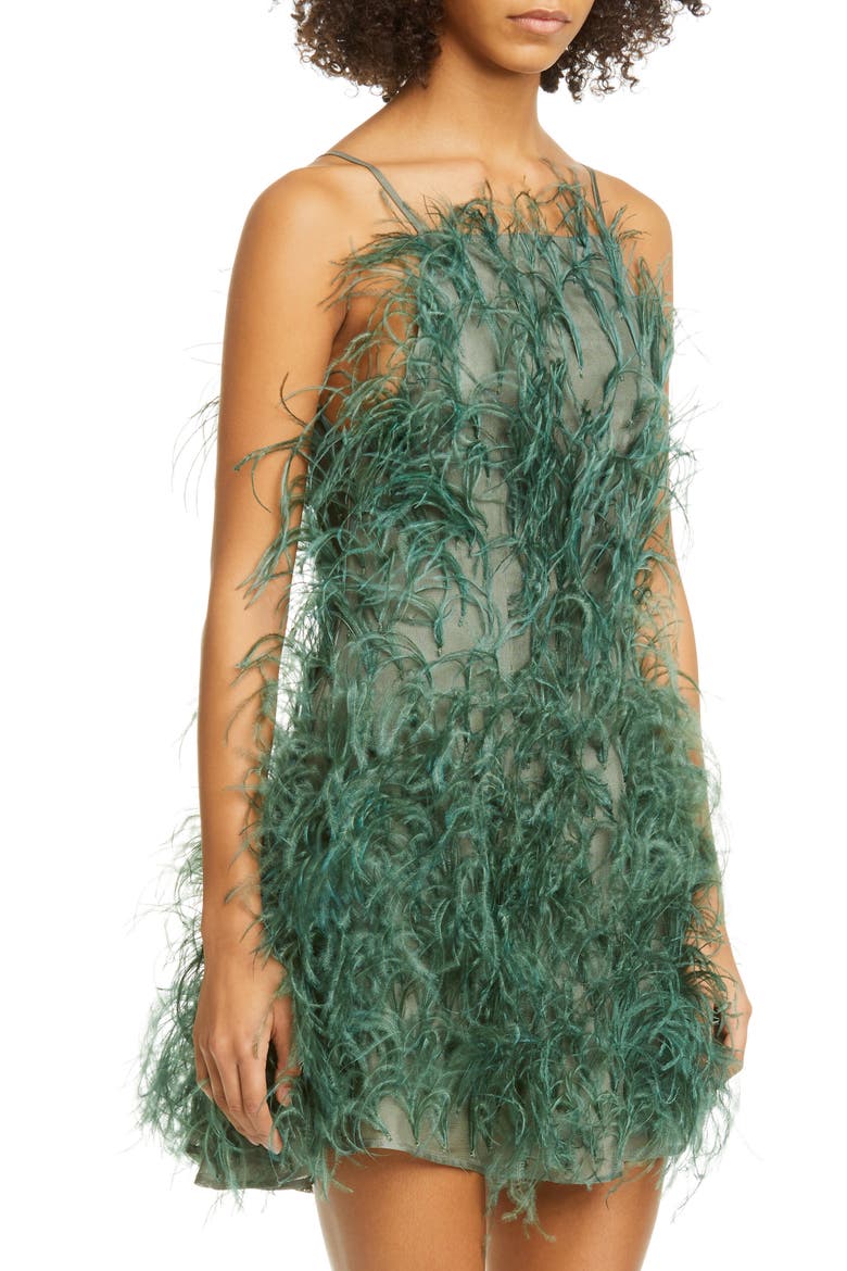 Shannon Feather Silk Minidress, Alternate, color, SSP SEASPRAY