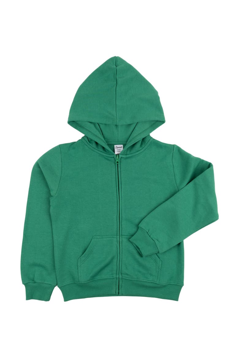 Kids Zip-Up Sweatshirt Hoodie, Cotton Blend, Solid Colors, Alternate, color, GREEN